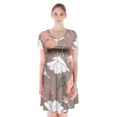 Rose -01 Short Sleeve V-neck Flare Dress by LakenParkDesigns