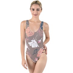 Rose -01 High Leg Strappy Swimsuit by LakenParkDesigns