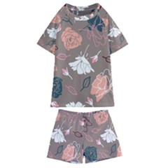 Rose -01 Kids  Swim Tee And Shorts Set by LakenParkDesigns