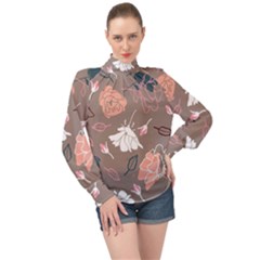 Rose -01 High Neck Long Sleeve Chiffon Top by LakenParkDesigns