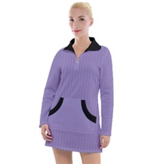 Bougain Villea Purple & Black - Women s Long Sleeve Casual Dress by FashionLane