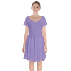 Bougain Villea Purple & Black - Short Sleeve Bardot Dress by FashionLane