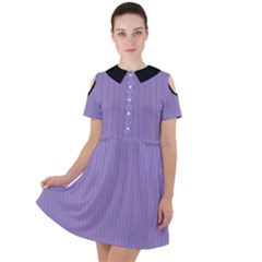 Bougain Villea Purple & Black - Short Sleeve Shoulder Cut Out Dress  by FashionLane