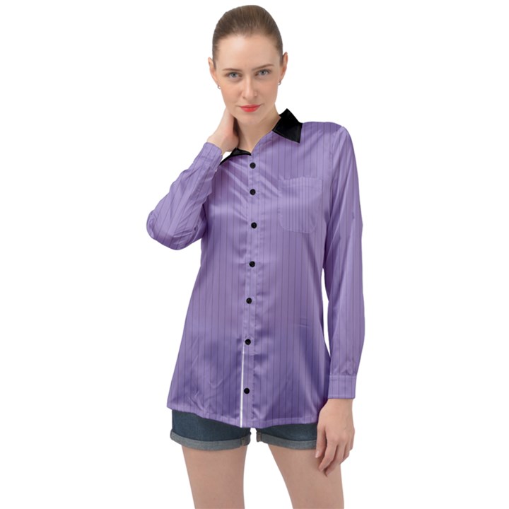 Bougain Villea Purple & Black - Long Sleeve Satin Shirt