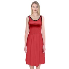 Amaranth Red & Black - Midi Sleeveless Dress by FashionLane