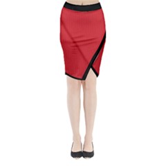 Amaranth Red & Black - Midi Wrap Pencil Skirt by FashionLane