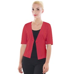 Amaranth Red & Black - Cropped Button Cardigan by FashionLane