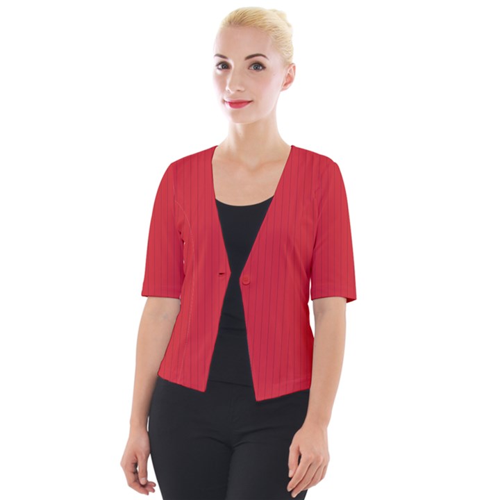 Amaranth Red & Black - Cropped Button Cardigan