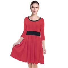 Amaranth Red & Black - Quarter Sleeve Waist Band Dress by FashionLane