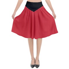 Amaranth Red & Black - Flared Midi Skirt by FashionLane