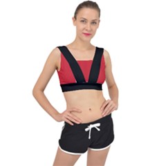 Amaranth Red & Black - V-back Sports Bra by FashionLane