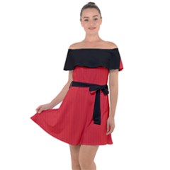 Amaranth Red & Black - Off Shoulder Velour Dress by FashionLane