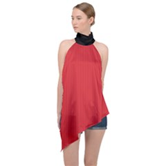 Amaranth Red & Black - Halter Asymmetric Satin Top by FashionLane