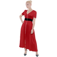 Amaranth Red & Black - Button Up Short Sleeve Maxi Dress by FashionLane