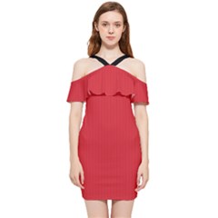 Amaranth Red & Black - Shoulder Frill Bodycon Summer Dress by FashionLane