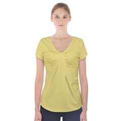 Arylide Yellow & Black - Short Sleeve Front Detail Top by FashionLane