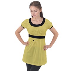 Arylide Yellow & Black - Puff Sleeve Tunic Top by FashionLane