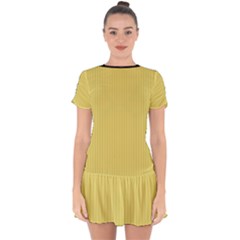 Arylide Yellow & Black - Drop Hem Mini Chiffon Dress by FashionLane