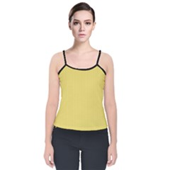 Arylide Yellow & Black - Velvet Spaghetti Strap Top by FashionLane