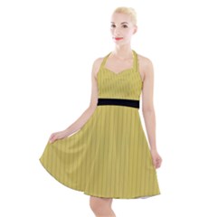 Arylide Yellow & Black - Halter Party Swing Dress  by FashionLane