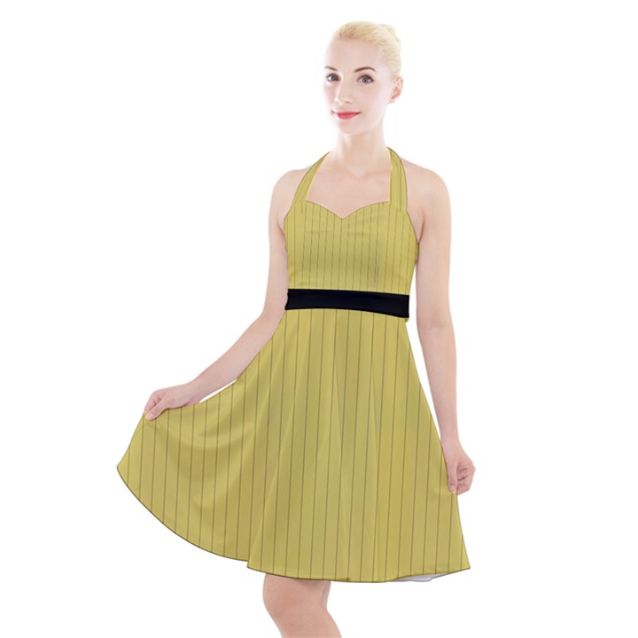 Arylide Yellow & Black - Halter Party Swing Dress 