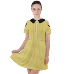 Arylide Yellow & Black - Short Sleeve Shoulder Cut Out Dress  by FashionLane