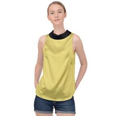 Arylide Yellow & Black - High Neck Satin Top by FashionLane