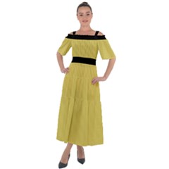 Arylide Yellow & Black - Shoulder Straps Boho Maxi Dress  by FashionLane