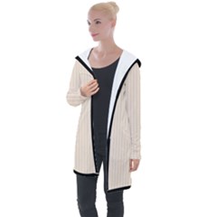 Antique White & Black - Longline Hooded Cardigan by FashionLane