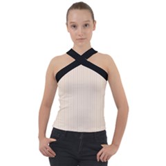 Antique White & Black - Cross Neck Velour Top by FashionLane