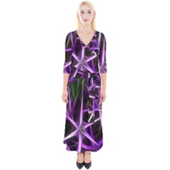 Neurons Brain Cells Imitation Quarter Sleeve Wrap Maxi Dress