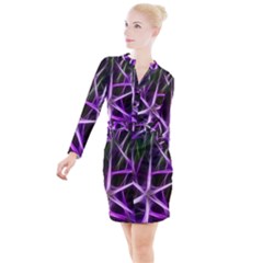 Neurons Brain Cells Imitation Button Long Sleeve Dress by HermanTelo