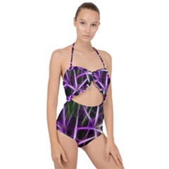 Neurons Brain Cells Imitation Scallop Top Cut Out Swimsuit