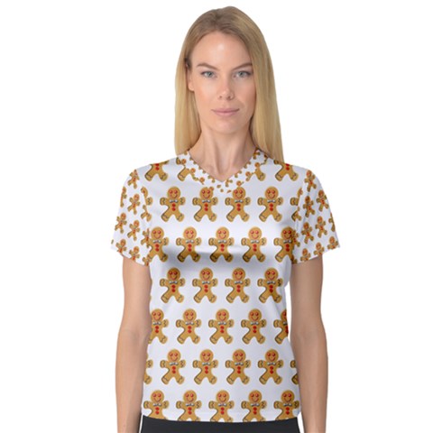 Gingerbread Men V-neck Sport Mesh Tee by Mariart