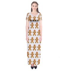 Gingerbread Men Short Sleeve Maxi Dress by Mariart