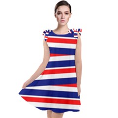 Patriotic Ribbons Tie Up Tunic Dress