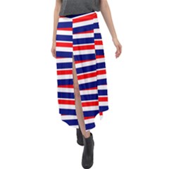 Patriotic Ribbons Velour Split Maxi Skirt