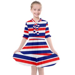 Patriotic Ribbons Kids  All Frills Chiffon Dress