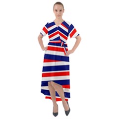 Patriotic Ribbons Front Wrap High Low Dress