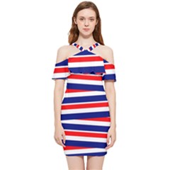 Patriotic Ribbons Shoulder Frill Bodycon Summer Dress