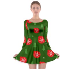 Christmas 001 Long Sleeve Skater Dress by MooMoosMumma