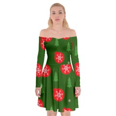 Christmas 001 Off Shoulder Skater Dress