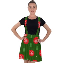 Christmas 001 Velvet Suspender Skater Skirt