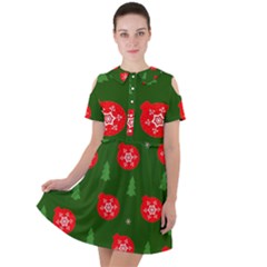 Christmas 001 Short Sleeve Shoulder Cut Out Dress 