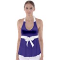 Berry Blue & White - Babydoll Tankini Top View1