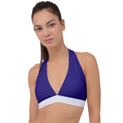 Berry Blue & White - Halter Plunge Bikini Top by FashionLane