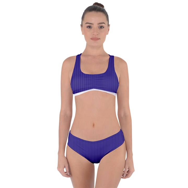 Berry Blue & White - Criss Cross Bikini Set