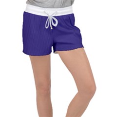 Berry Blue & White - Velour Lounge Shorts by FashionLane