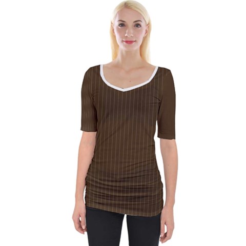 Brunette Brown & White -  Wide Neckline Tee by FashionLane