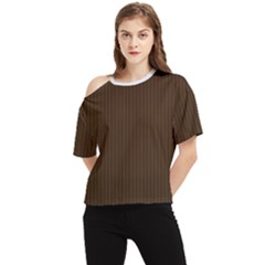 Brunette Brown & White -  One Shoulder Cut Out Tee